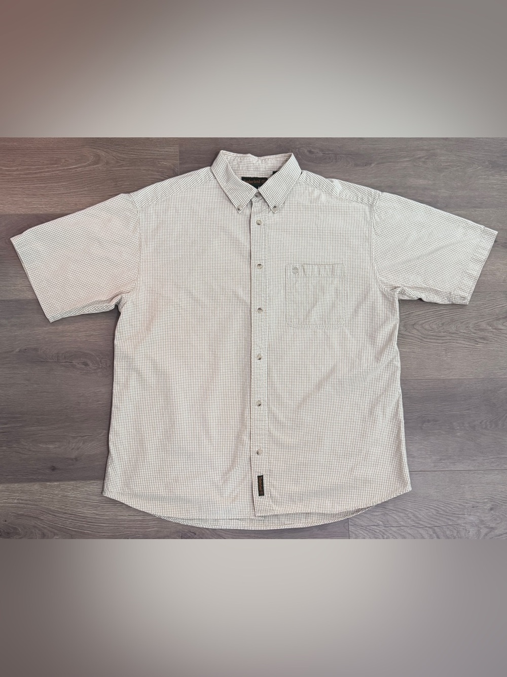 Timberland Vintage 90s Gingham Button Down Shirt Men’s XL Beige Cotton Gorpcore‎